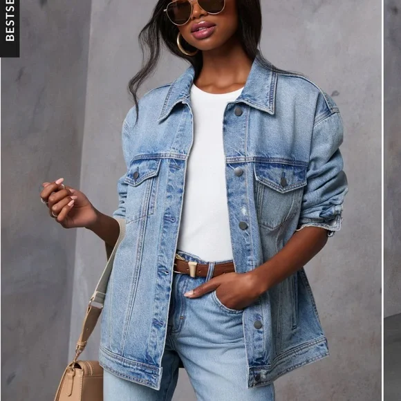 Influencer Oversized Denim Jacket - Picture 1 of 9